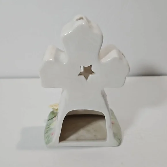 Designspirations Ceramic Cutout Cross w/ Praying Girl Tea Light Candle Holder - Picture 3 of 7